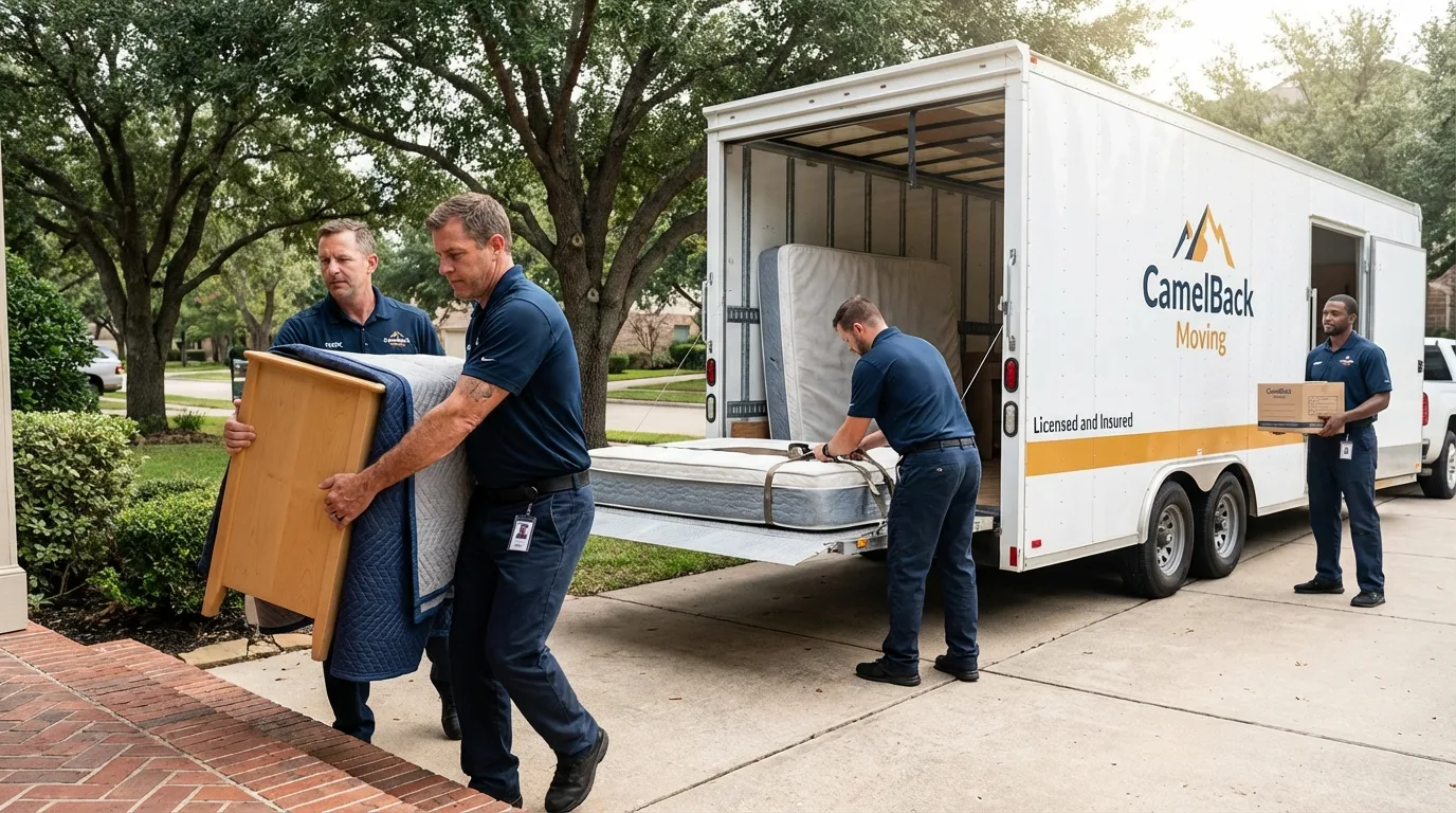 Crew loading residential truck for cross-state move from New Martinsville, WV