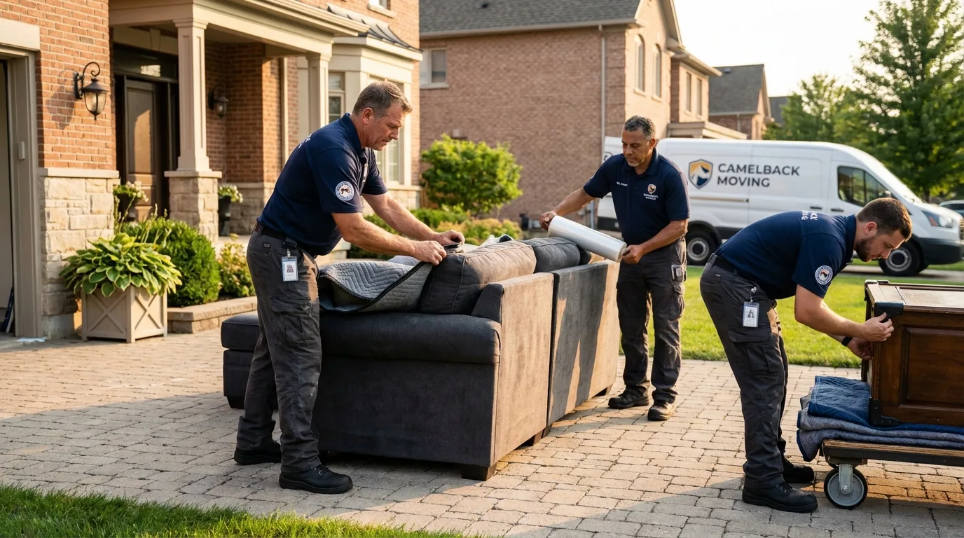 Large estate moving crew wrapping furniture in New Martinsville, WV